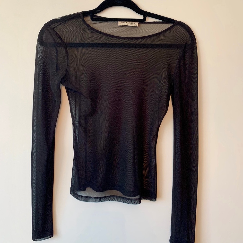 Black Sheer Long Sleeved Top